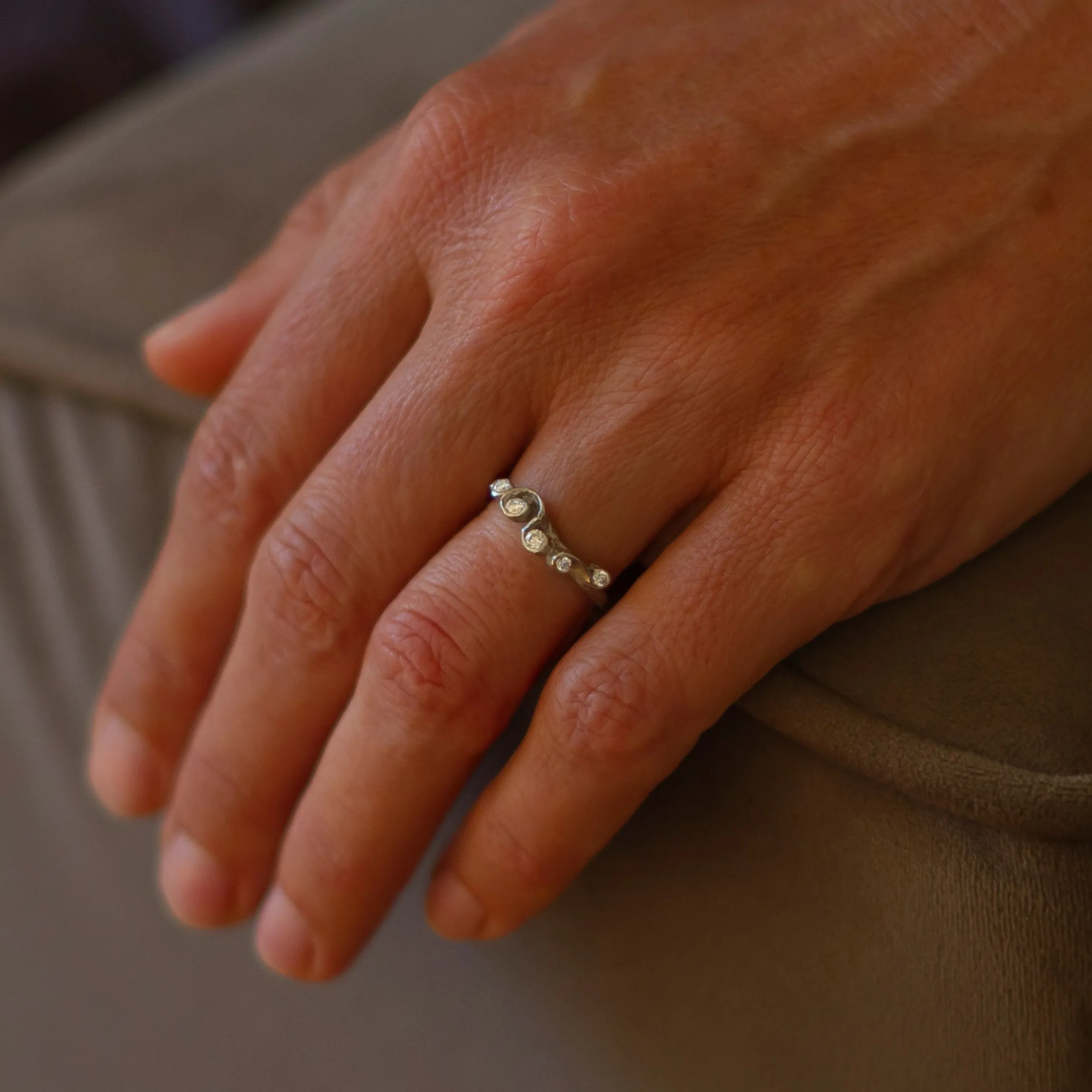 All White Palmata Ring