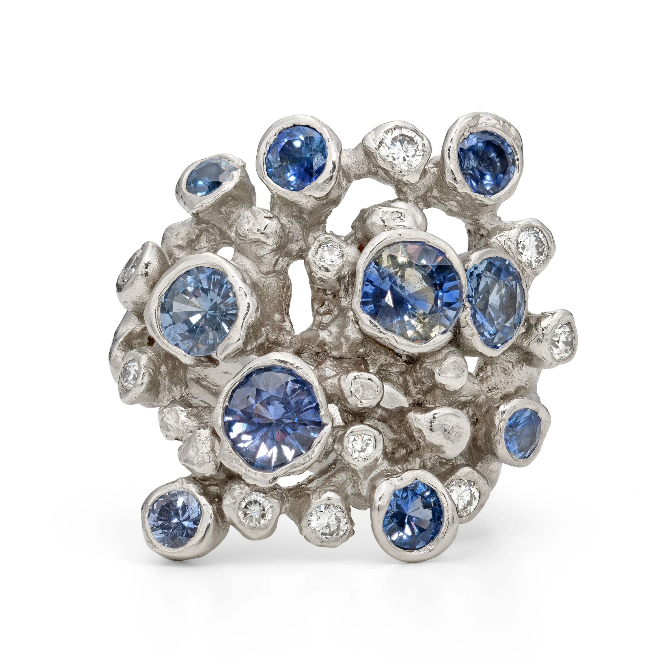Bespoke Platinum Sapphire Cluster Ring