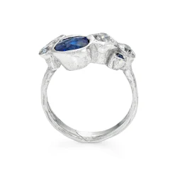 Bespoke Seaweed Ring with Sapphire and Diamonds