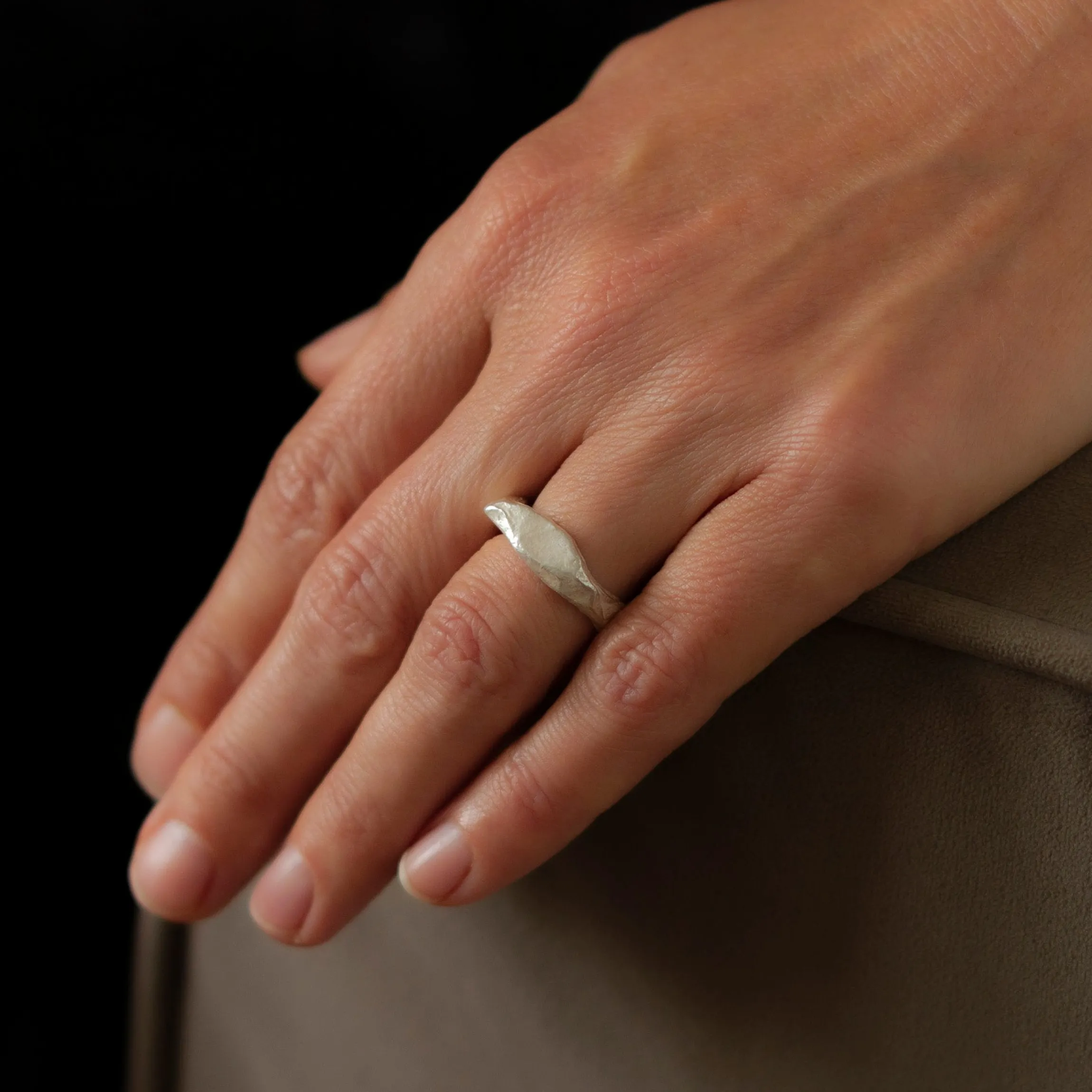 Granite Square Ring Silver