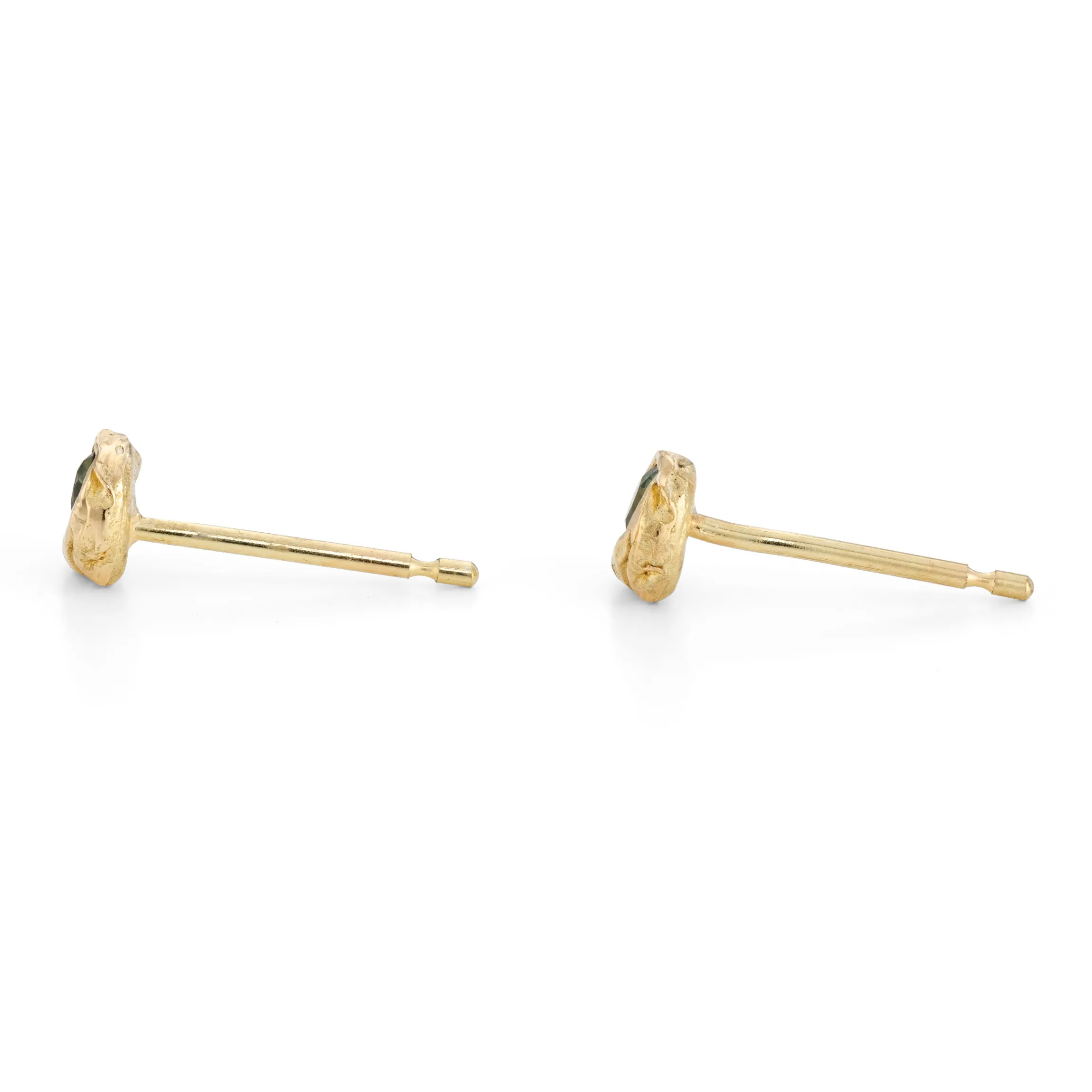 Green Ocean Sapphire Nugget Studs