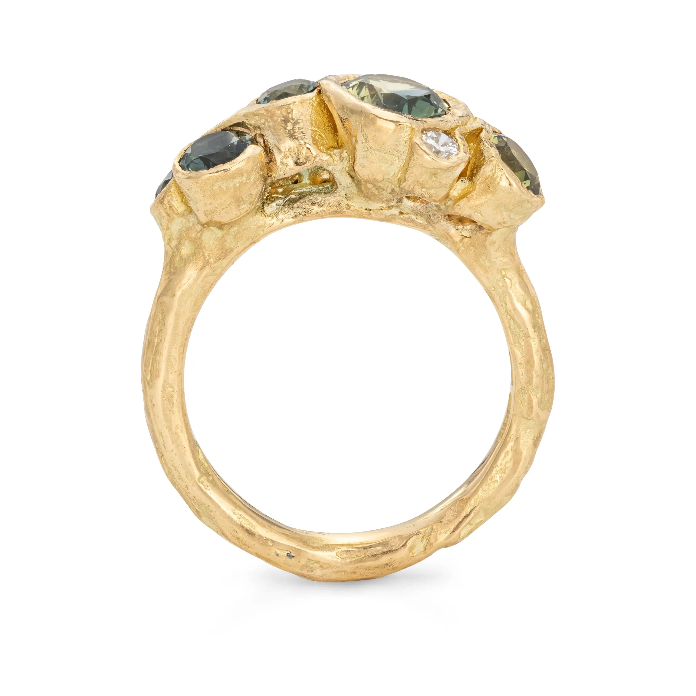Green Sapphire Cornish Bay Ring