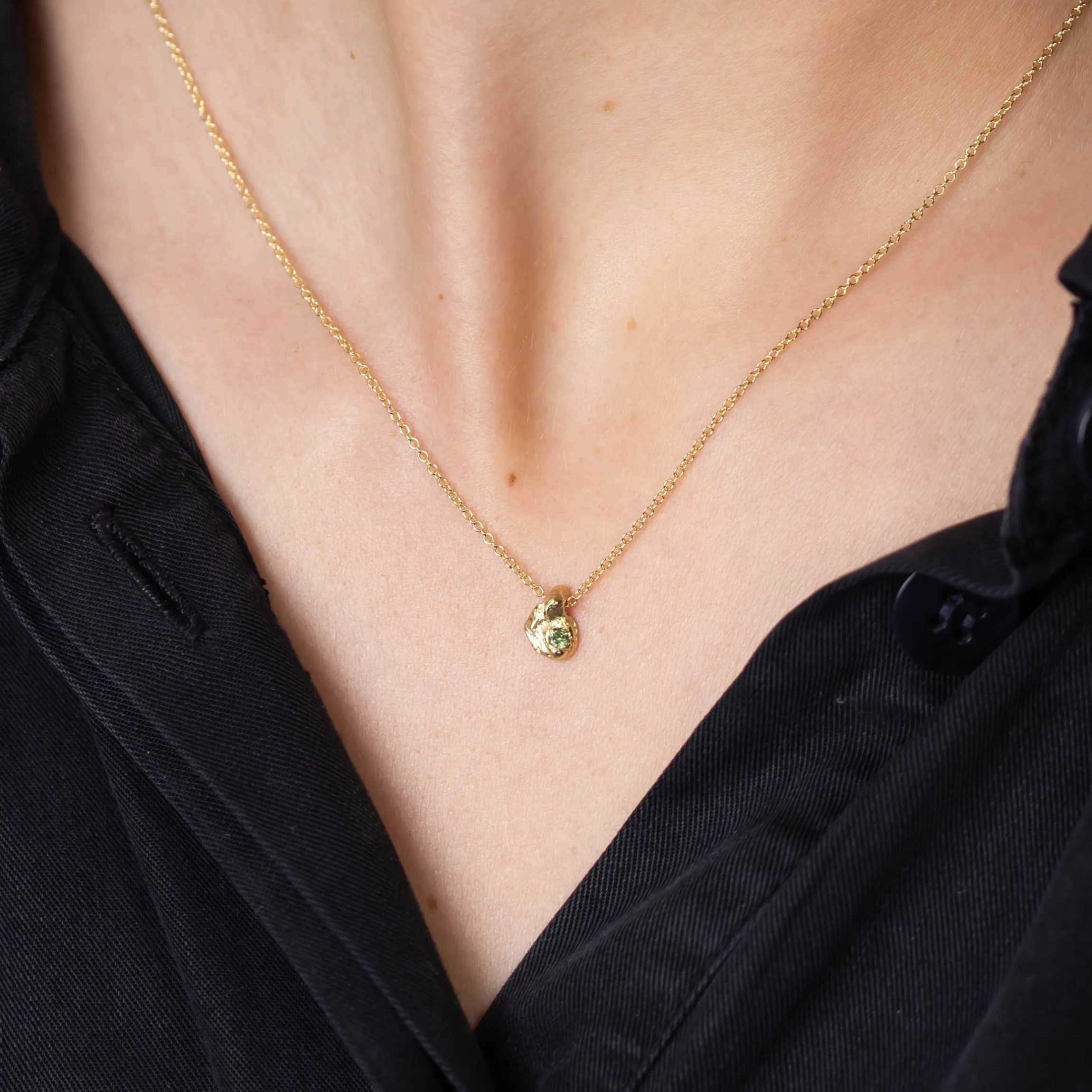 Green Sapphire Nugget Pendant