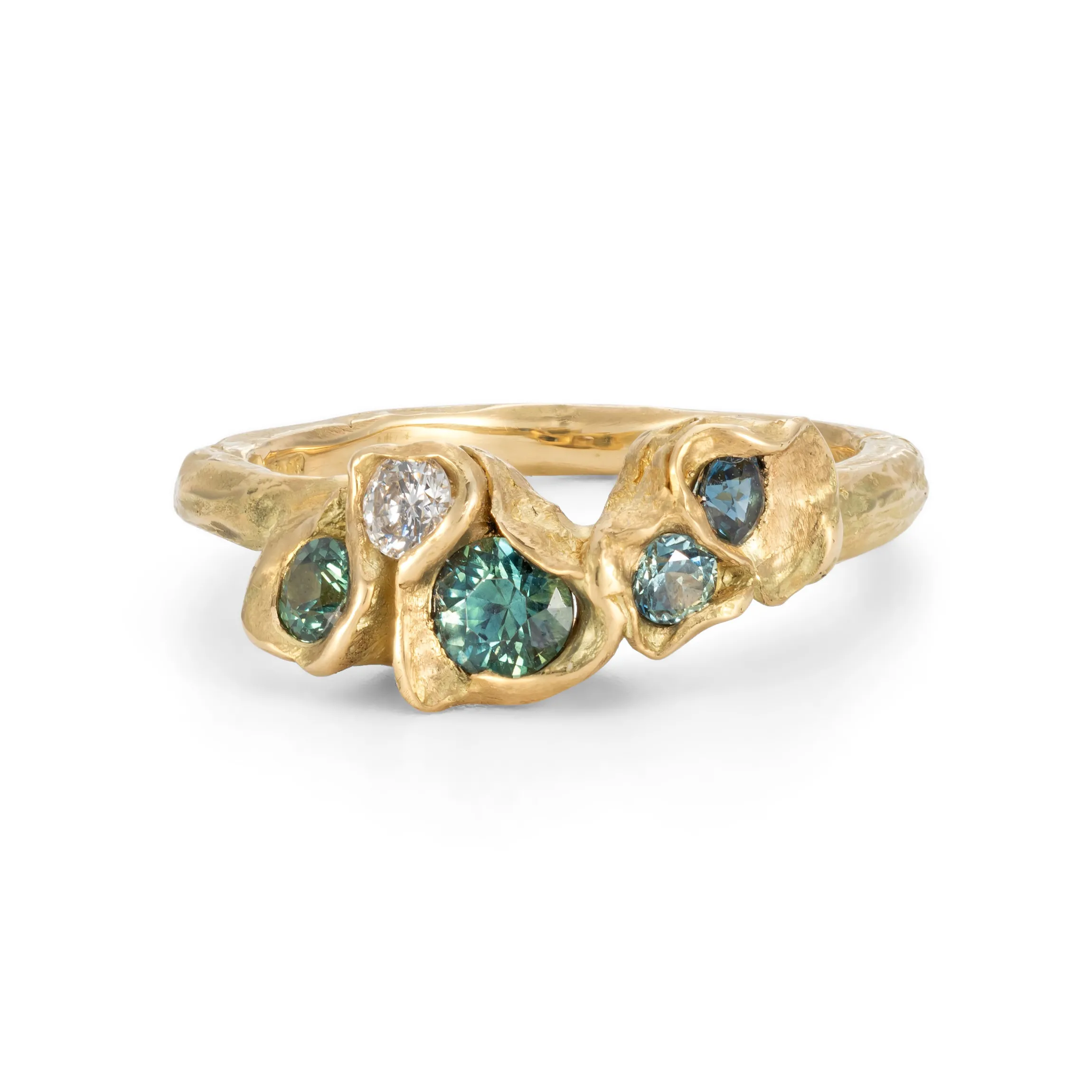 Little Teal Furbelow Ring