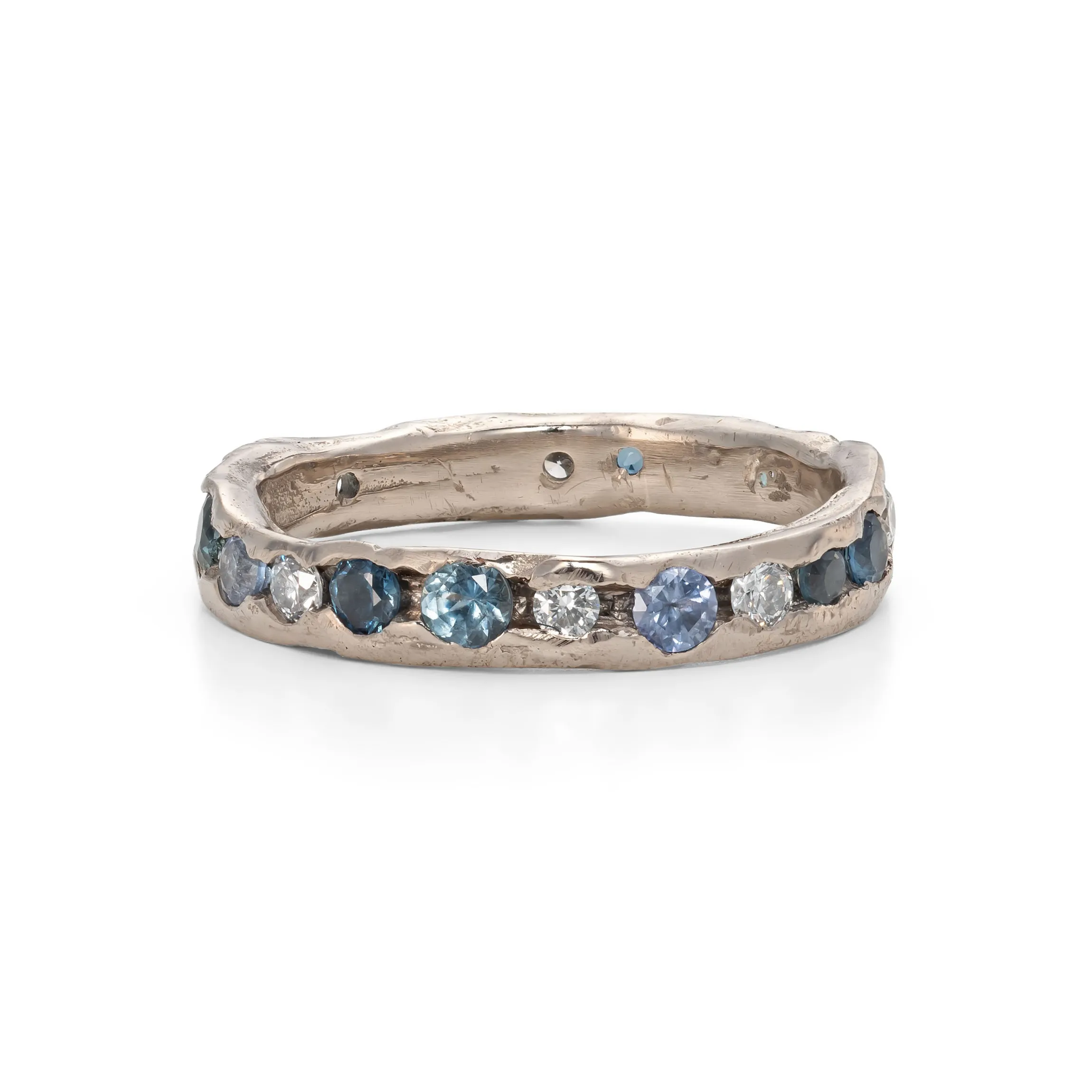 Ocean Stone Channel Ring 18ct White Gold