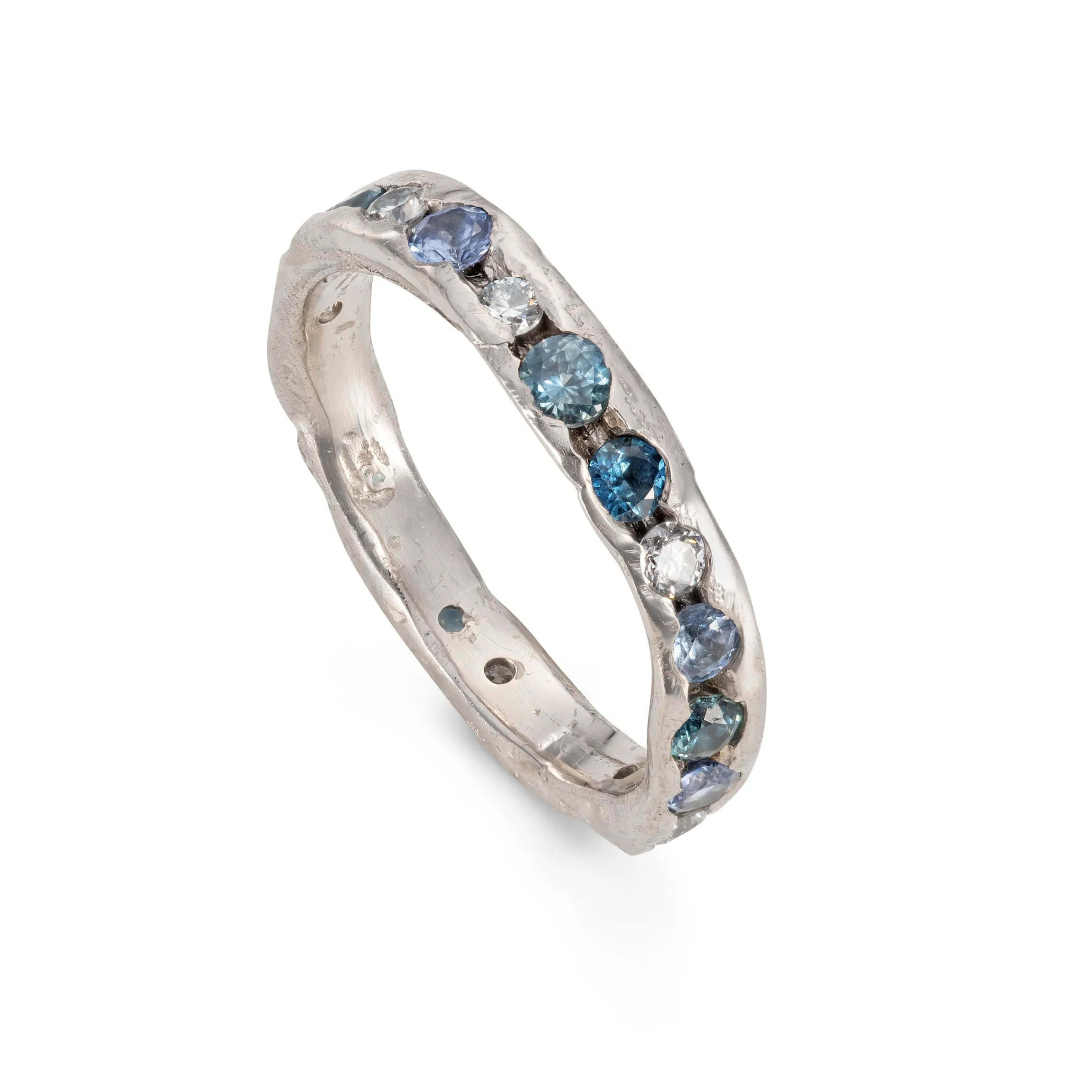 Ocean Stone Channel Ring 18ct White Gold