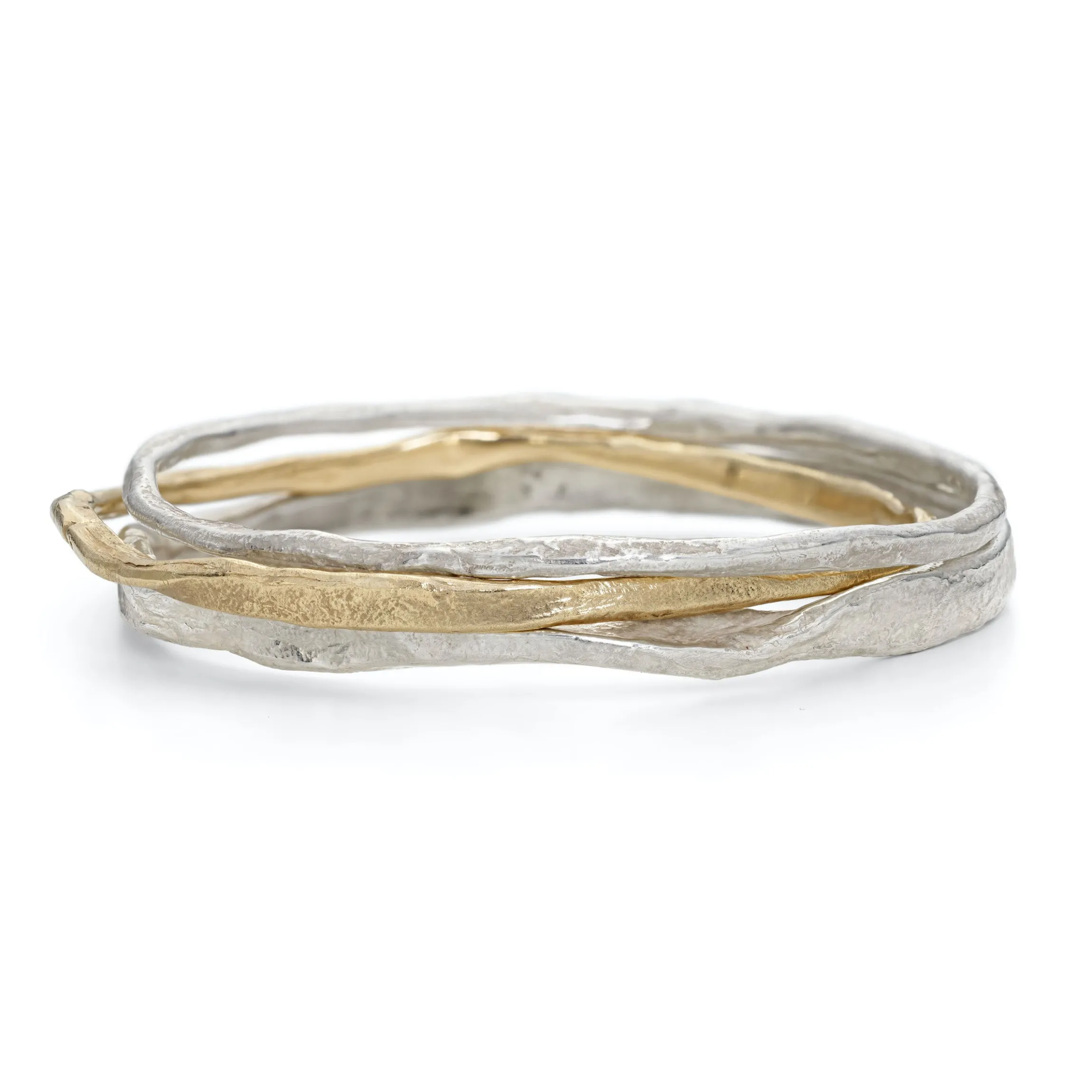 Strata Bangle Stack with Gold and Silver