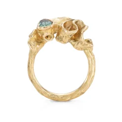 Teal Sapphire Ribbon Ring
